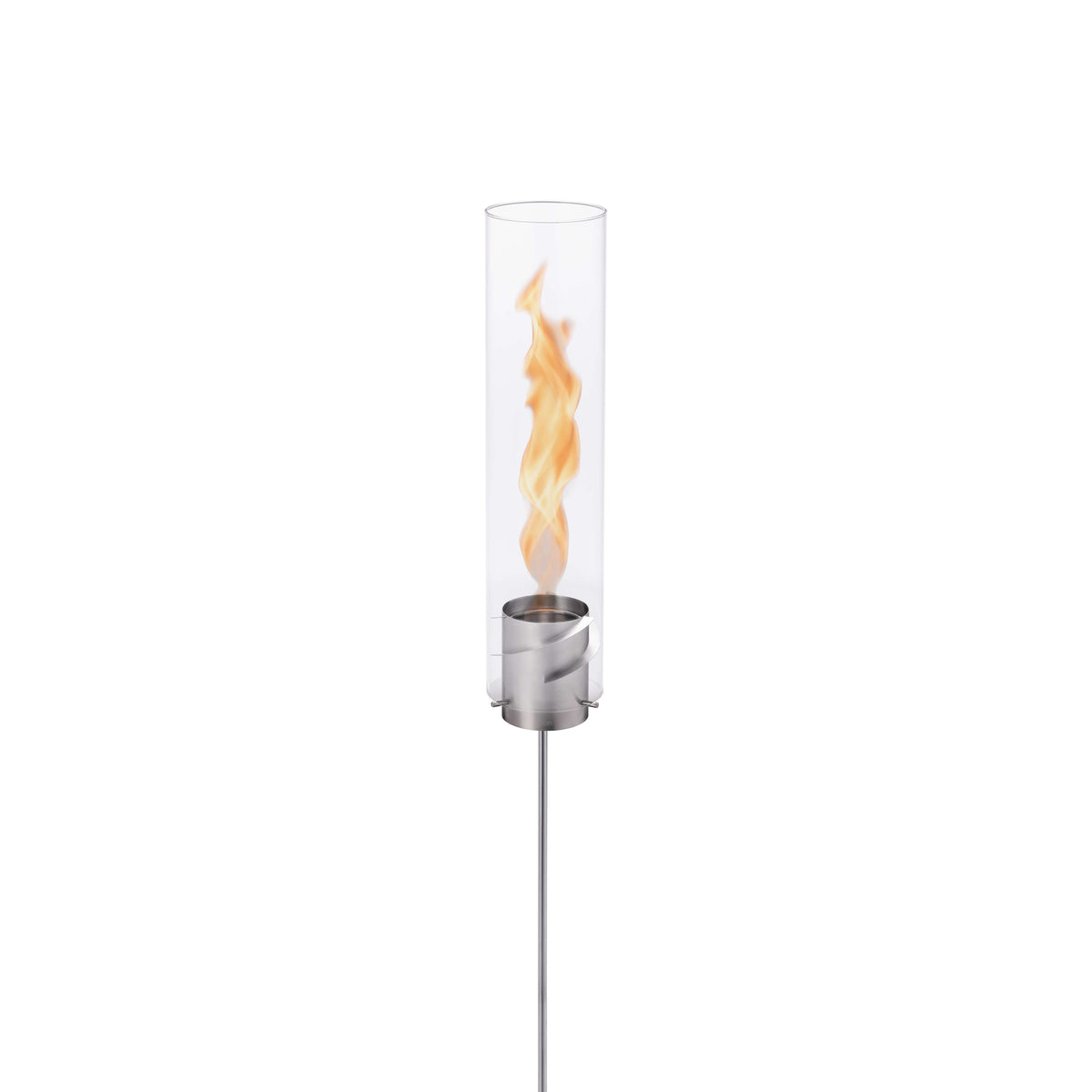 Tuinfakkel roestvrij staal en borosilicaatglas Spin 90, zilver, bio-ethanol, voor balkon en terras