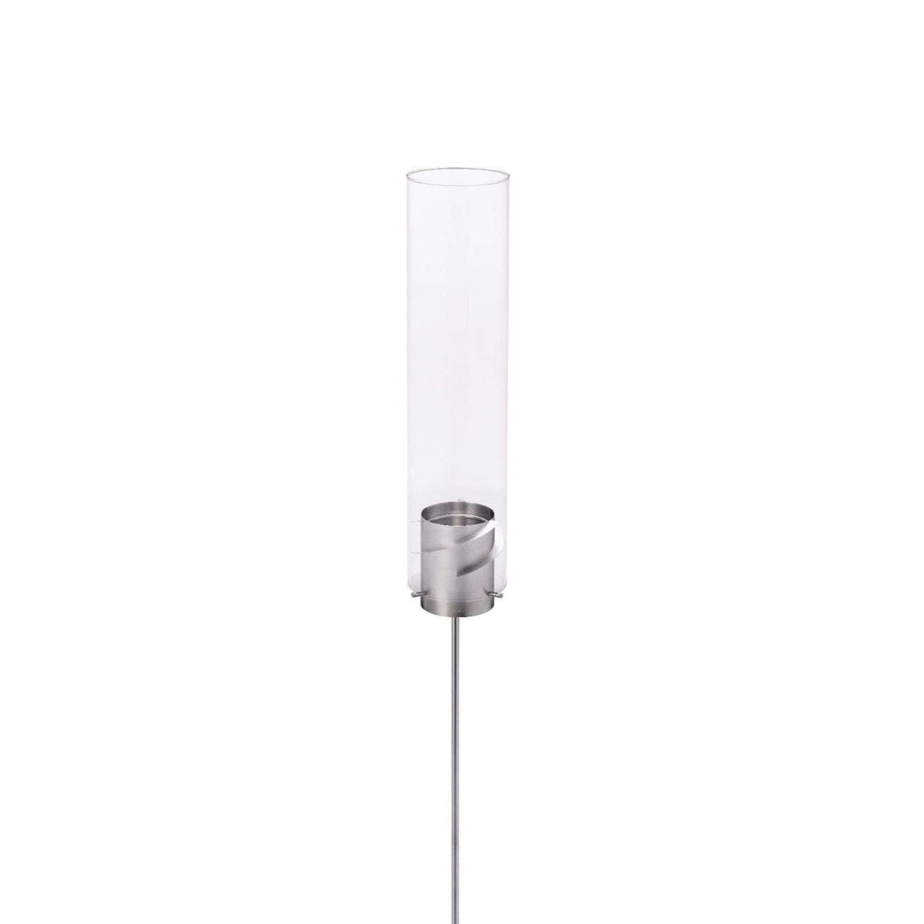 Tuinfakkel roestvrij staal en borosilicaatglas Spin 90, zilver, bio-ethanol, voor balkon en terras