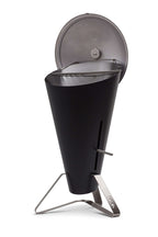 Houtskoolbarbecue roestvrij staal Cone zwart zilver Ø 60 cm, hoogte 1,05 m, voor de tuin