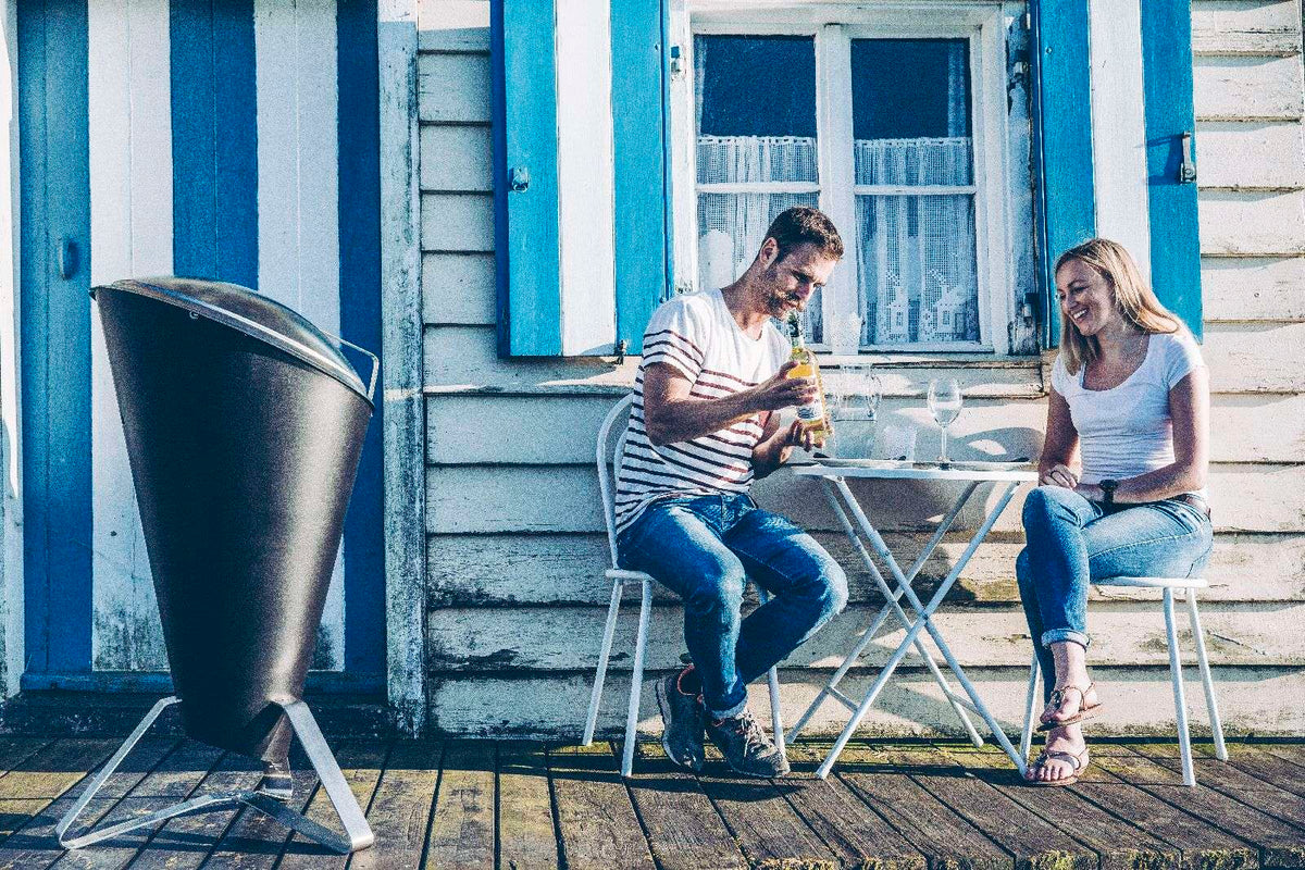 Houtskoolbarbecue roestvrij staal Cone zwart zilver Ø 60 cm, hoogte 1,05 m, voor de tuin