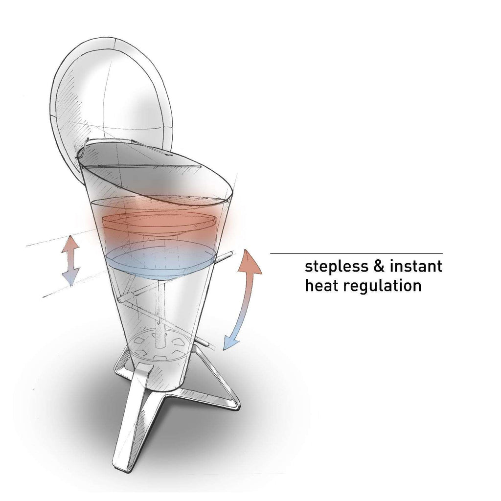 Houtskoolbarbecue roestvrij staal Cone zwart zilver Ø 60 cm, hoogte 1,05 m, voor de tuin