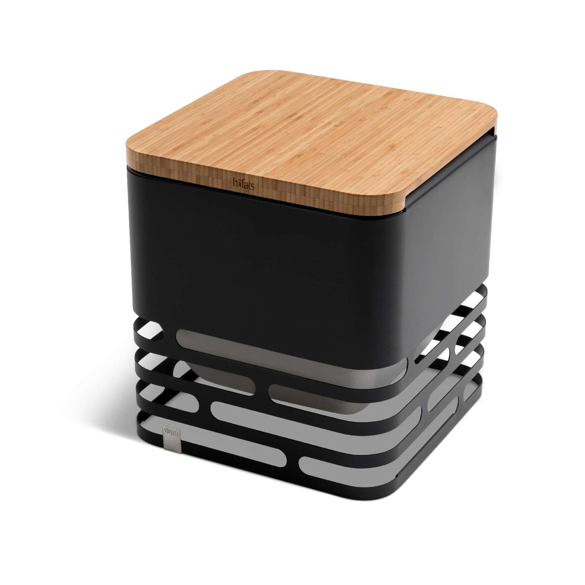 Dekplank bamboe voor vuurkorf Cube, bruin, 42 x 42 x 3 cm, als bijzettafel, kruk of serveerplank