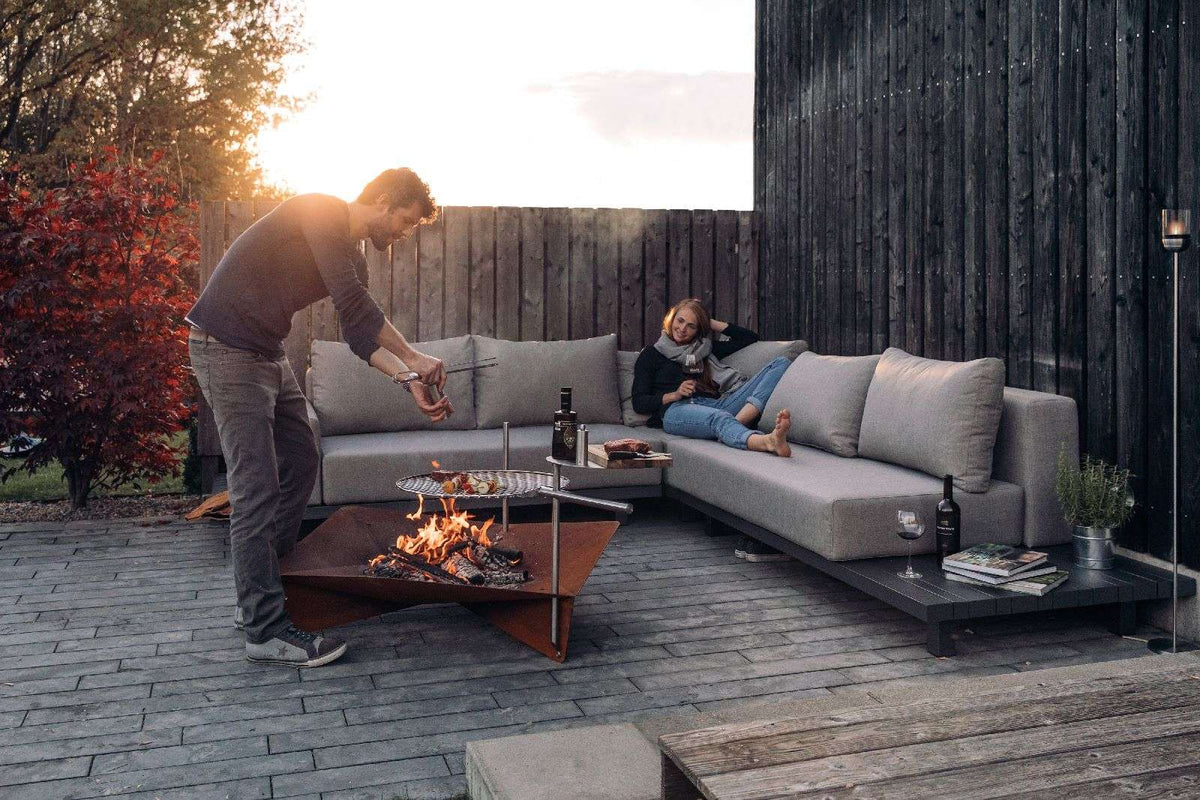 Vuurschaal cortenstaal Triple 120, drie segmenten, Ø 120 cm, 32 cm hoog, voor tuin en terras