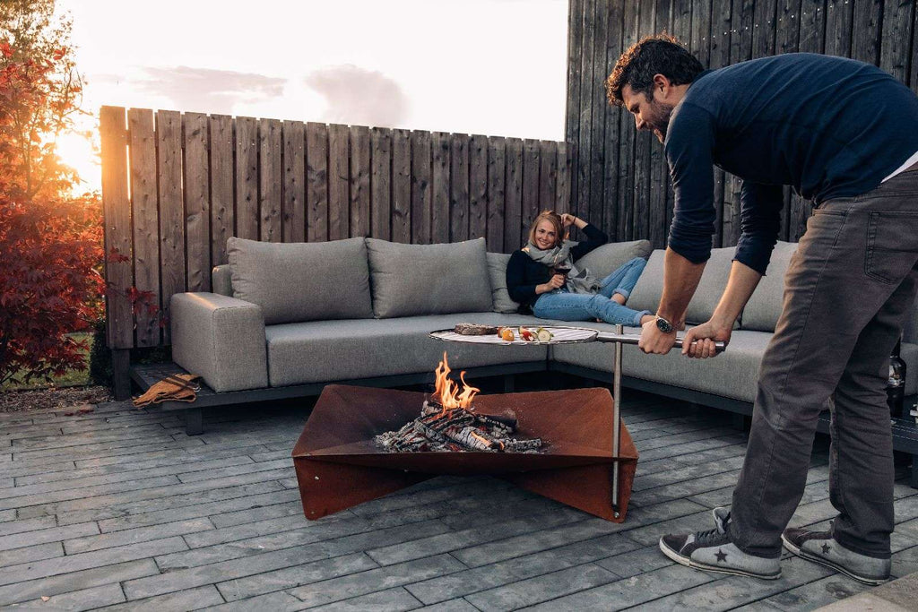Vuurschaal cortenstaal Triple 120, drie segmenten, Ø 120 cm, 32 cm hoog, voor tuin en terras