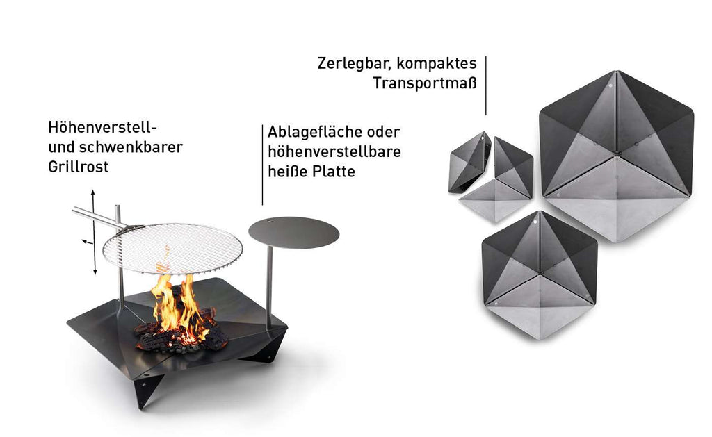 Vuurschaal cortenstaal Triple 120, drie segmenten, Ø 120 cm, 32 cm hoog, voor tuin en terras
