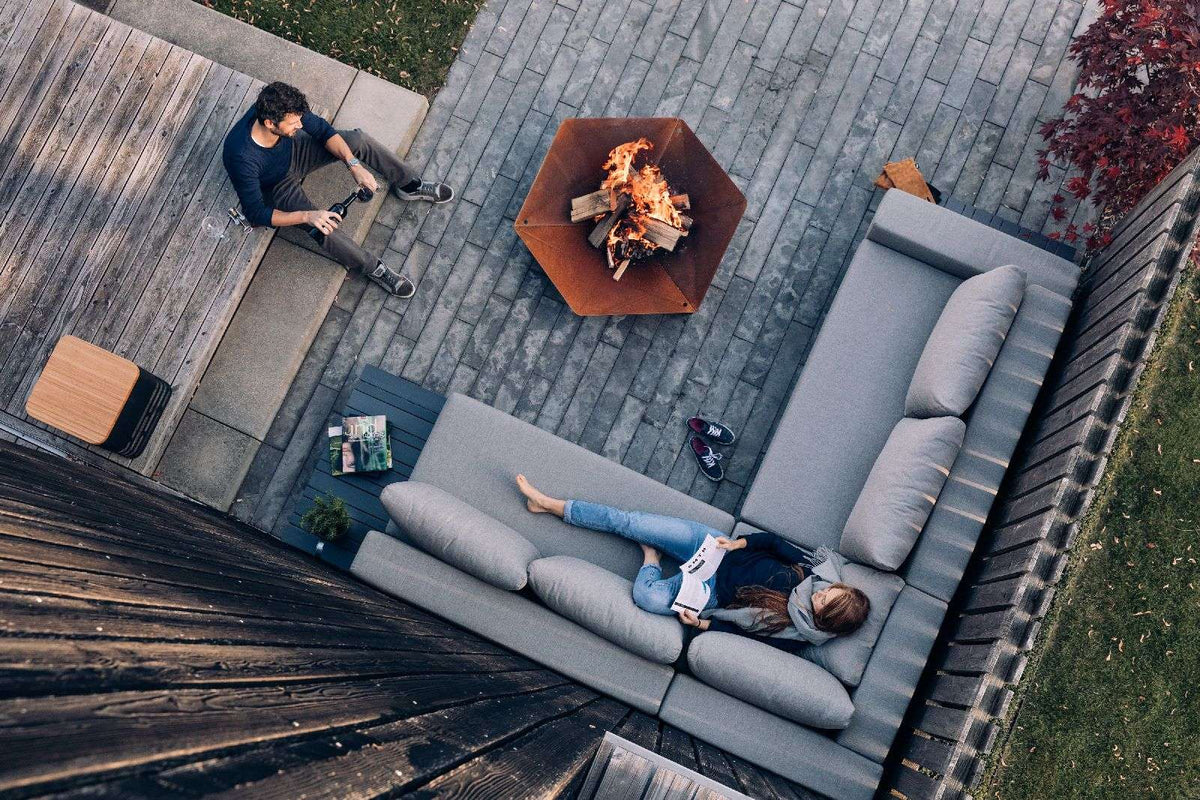 Vuurschaal cortenstaal Triple 120, drie segmenten, Ø 120 cm, 32 cm hoog, voor tuin en terras