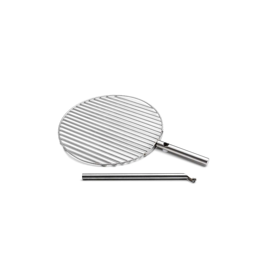 Grillrooster roestvrij staal voor Triple vuurschaal, zilverkleurig Ø 45 cm, met houder voor tuin en terras