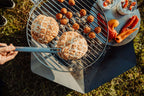 Grillrooster roestvrij staal voor Triple vuurschaal, zilverkleurig Ø 45 cm, met houder voor tuin en terras