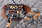 Vuurschaal Ellipse grijs, ovaal met losse kom op voet en los grillrooster, voor tuin en terras