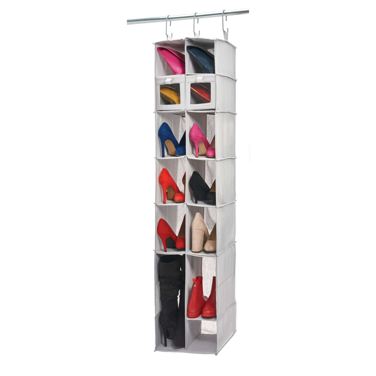 Schoenenorganizer hangend grijs Evie, indeelbaar in compartimenten voor kast en hal