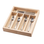 Bestekbak uittrekbaar paulowniahout naturel, 5 vakken plus 2 extra vakken, 38,1 x 34,3 x 6,4 cm