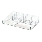 Transparante make-up organizer met 13 vakken in verschillende maten op meerdere niveaus