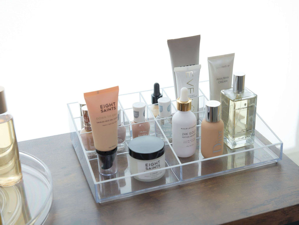 Make-up organizer transparant polypropyleen met 13 vakken, 30,5 x 20,3 x 7,6 cm, voor kaptafel en badkamer