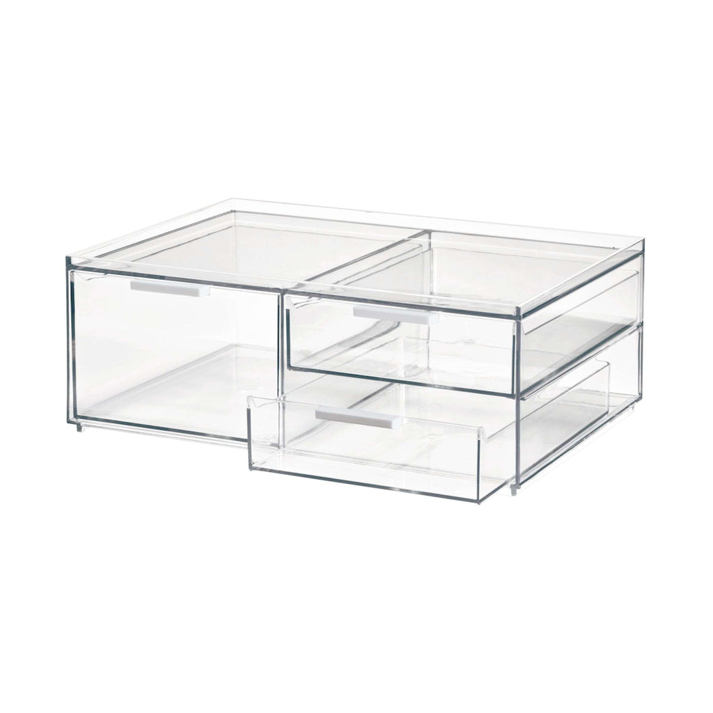 Make-up organizer transparant met 3 lades en displaytray op het deksel, 30,5 x 20,3 x 11,4 cm