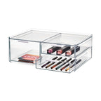 Make-up organizer transparant met 3 lades en displaytray op het deksel, 30,5 x 20,3 x 11,4 cm