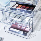 Make-up organizer transparant met 3 lades en displaytray op het deksel, 30,5 x 20,3 x 11,4 cm
