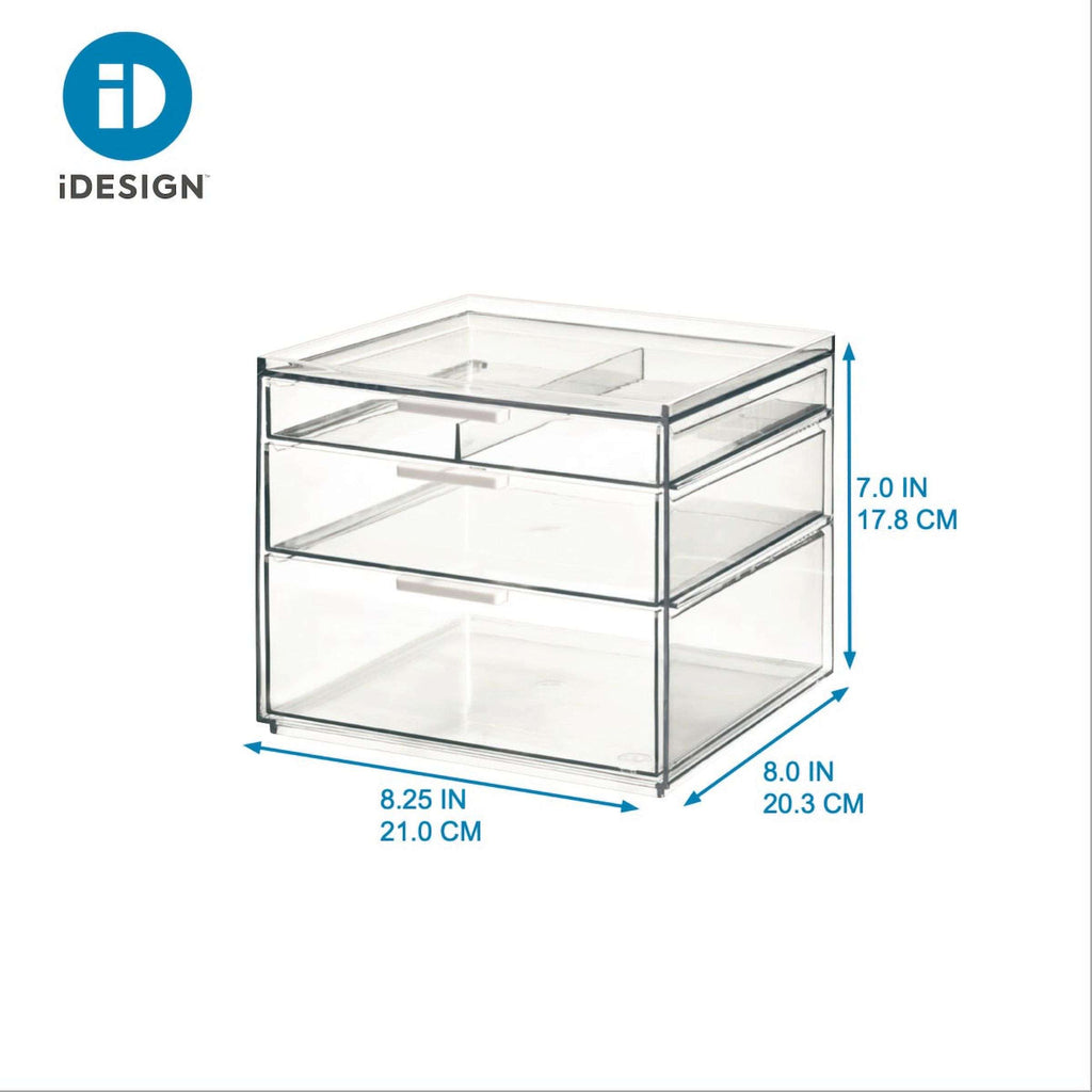 Make-up organizer gerecycled polypropyleen transparant, 3 lades – 21 x 20,3 x 17,8 cm