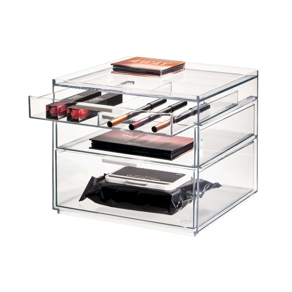 Make-up organizer gerecycled polypropyleen transparant, 3 lades – 21 x 20,3 x 17,8 cm