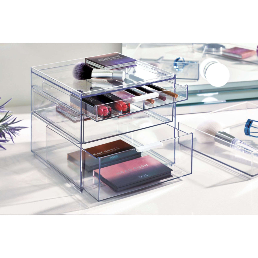 Make-up organizer gerecycled polypropyleen transparant, 3 lades – 21 x 20,3 x 17,8 cm