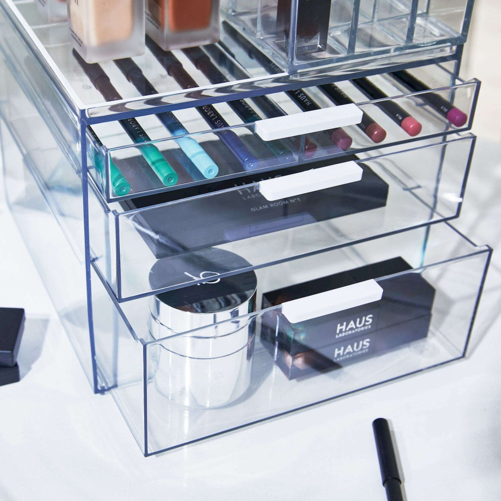 Make-up organizer gerecycled polypropyleen transparant, 3 lades – 21 x 20,3 x 17,8 cm