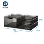 Make-up organizer gerecycled polypropyleen smoke grijs doorzichtig, 3 lades – 30,5 x 20,3 x 11,4 cm