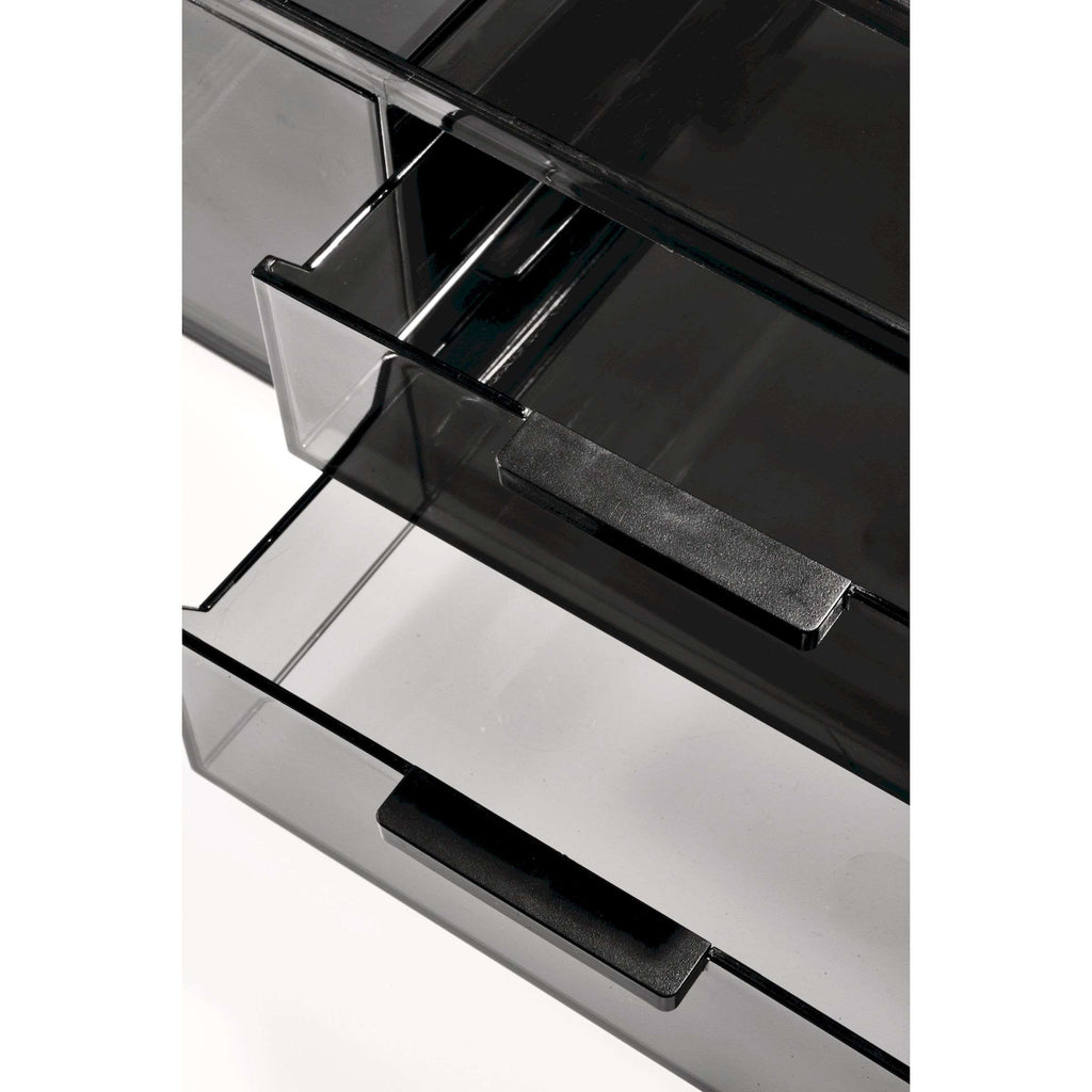 Make-up organizer gerecycled polypropyleen smoke grijs doorzichtig, 3 lades – 30,5 x 20,3 x 11,4 cm