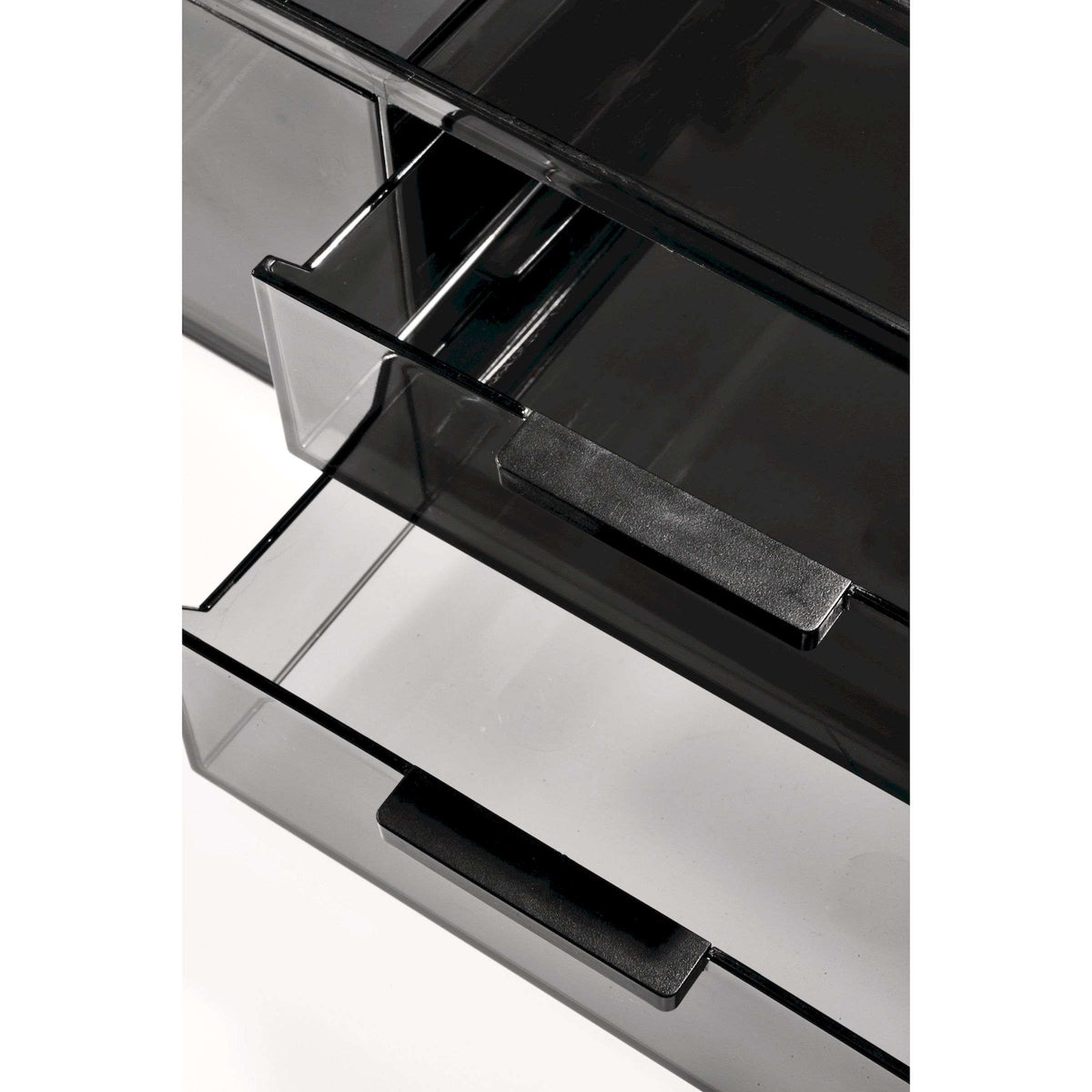 Make-up organizer gerecycled polypropyleen smoke grijs doorzichtig, 3 lades – 30,5 x 20,3 x 11,4 cm