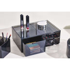 Make-up organizer gerecycled polypropyleen smoke grijs doorzichtig, 3 lades – 30,5 x 20,3 x 11,4 cm