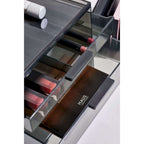 Make-up organizer gerecycled polypropyleen smoke grijs doorzichtig, 3 lades – 30,5 x 20,3 x 11,4 cm