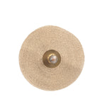 Ronde wandlamp van naturel gevlochten gras met messingkleurige middenplaat en lichtbron