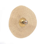 Wandlamp gevlochten gras en ijzer Let's Groove, naturel messing, maat M, 46 x 46 x 10 cm