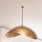 Hanglamp ijzer messing Fortune Cookie XL, organische vorm, 100 x 70 cm, voor eettafel en woonkamer