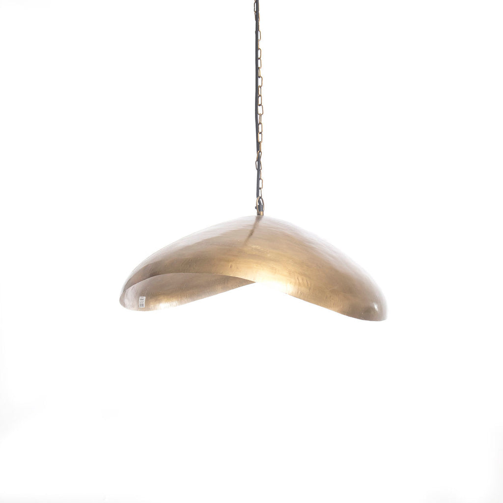 Hanglamp ijzer messing Fortune Cookie XL, organische vorm, 100 x 70 cm, voor eettafel en woonkamer