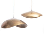 Hanglamp ijzer messing Fortune Cookie XL, organische vorm, 100 x 70 cm, voor eettafel en woonkamer