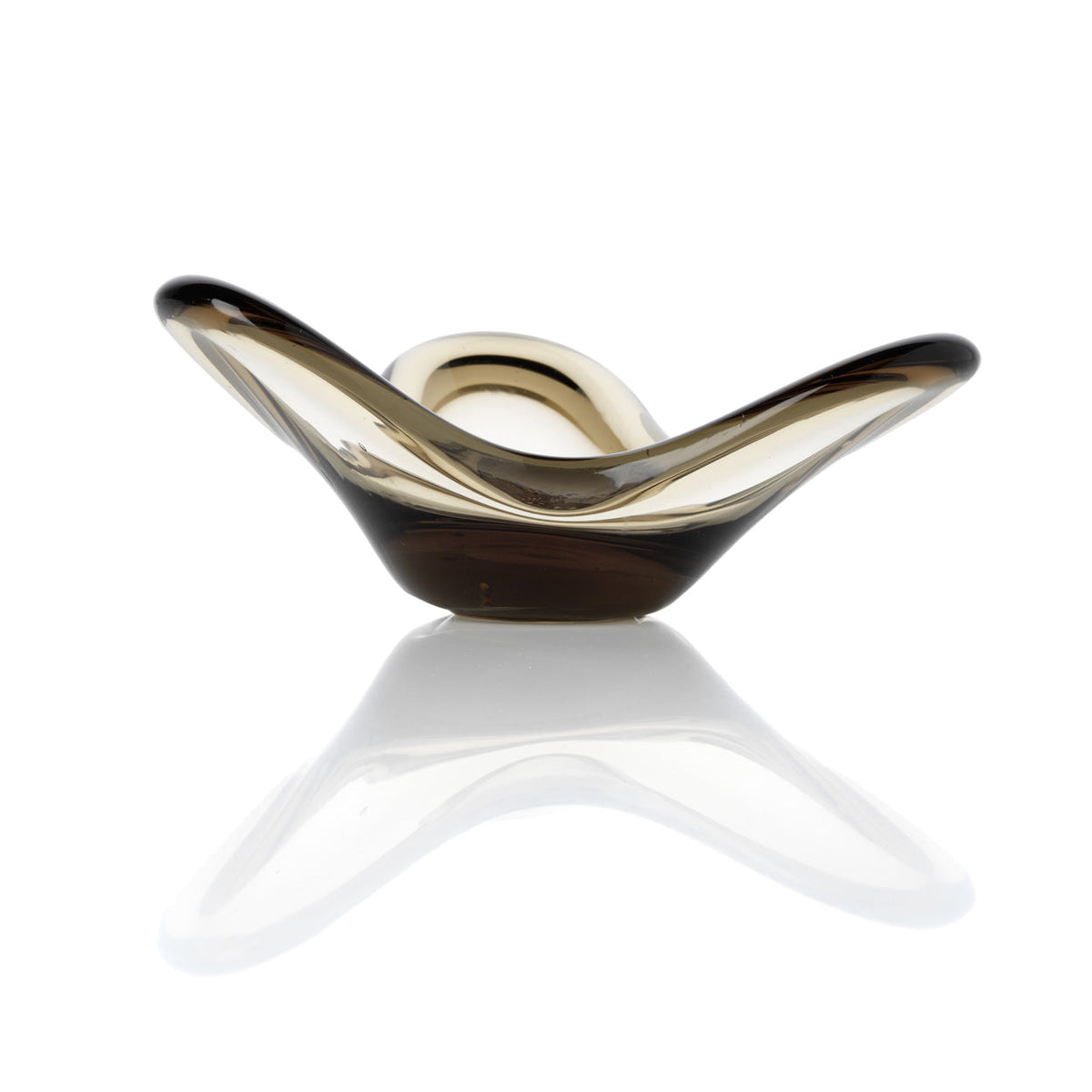 Kandelaar glas Liquid Form rook handgeblazen, 16 x 16 x 8 cm