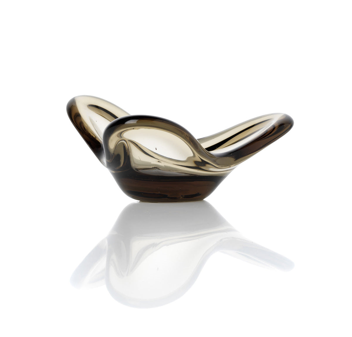 Kandelaar glas Liquid Form rook handgeblazen, 16 x 16 x 8 cm