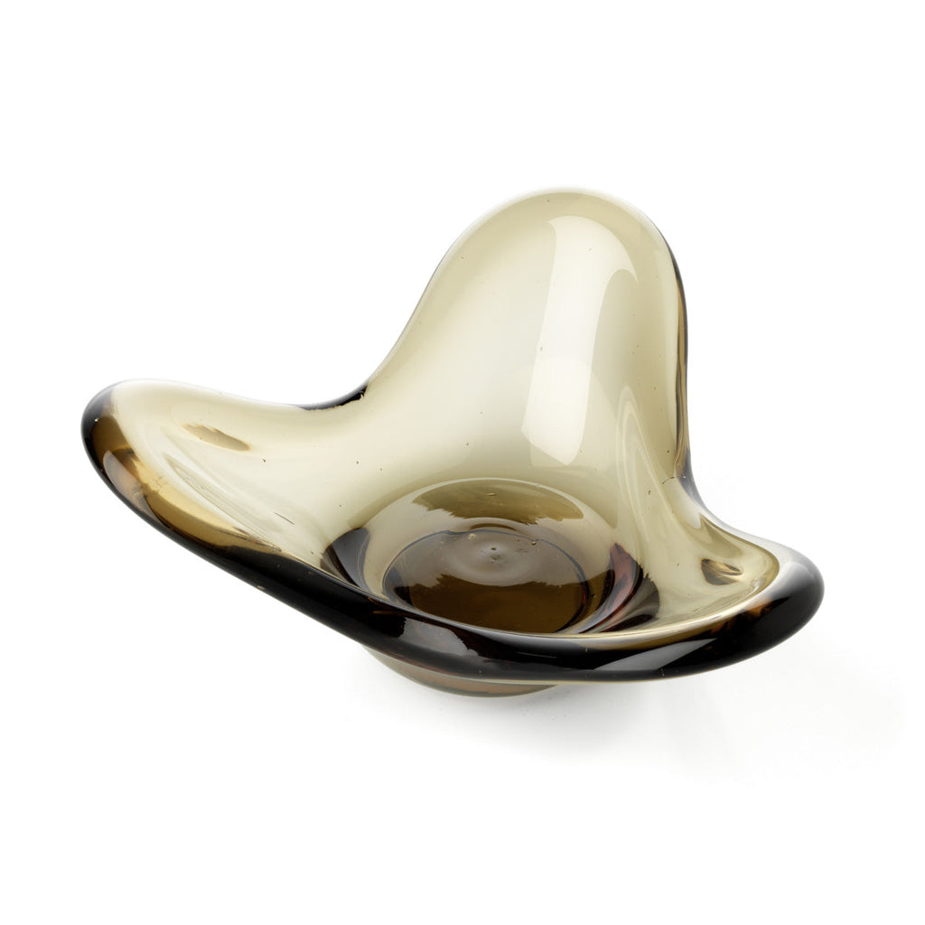 Kandelaar glas Liquid Form rook handgeblazen, 16 x 16 x 8 cm