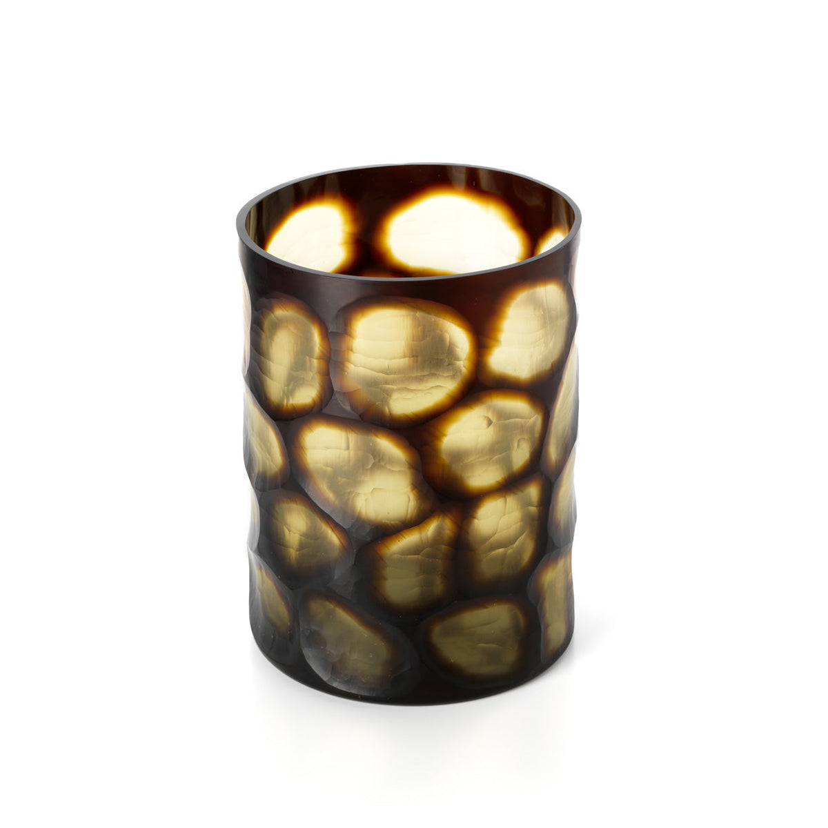 Vaas glas Vague Dorée handgeblazen, honing – Ø 24 x 31 cm, maat L, voor woonkamer