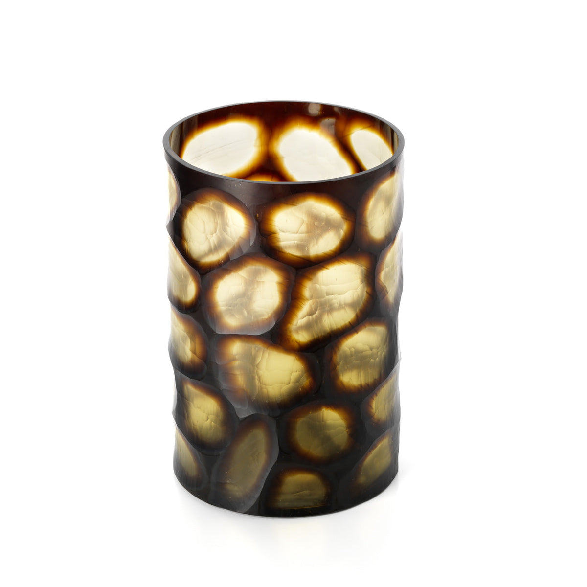 Vaas glas Vague Dorée honing XL – Ø 24 x 35 cm, handgeblazen