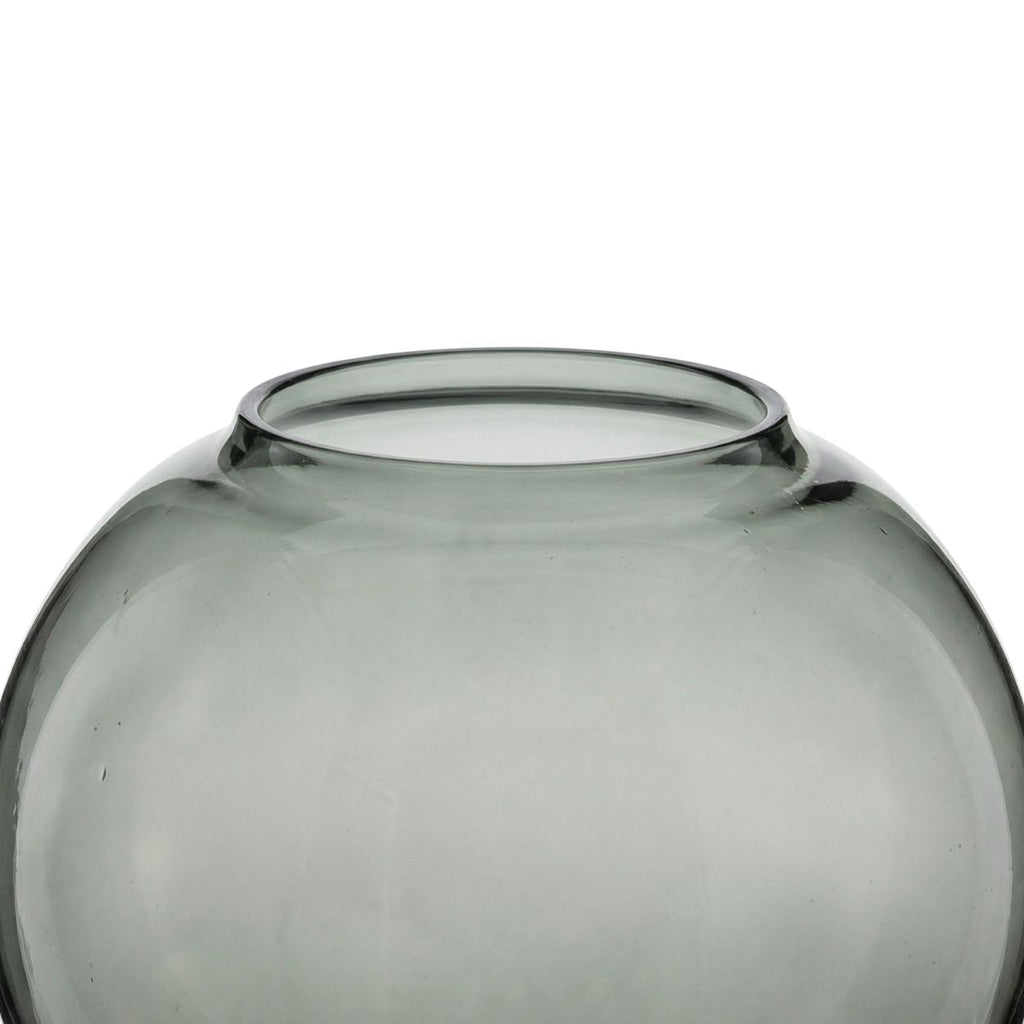 Vaas Jacqueline gerookt glas handgeblazen, rookgrijs – rond, voor bloemen en gedroogde takken