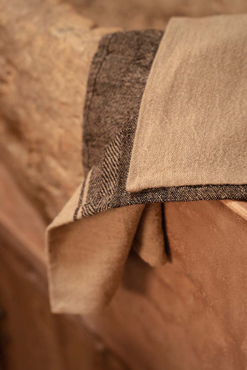 Keukendoek linnen Moody, naturel en zwart – 50 x 70 cm, voor de keuken