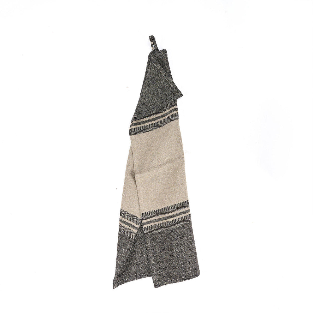 Keukendoek linnen Linen Dash naturel zwart gestreept 50 x 70 cm, voor de keuken