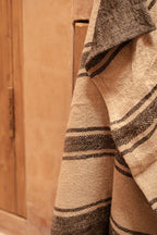 Keukendoek linnen Smudge boho gestreept naturel zwart 50 x 70 cm, voor de keuken