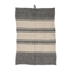 Keukendoek linnen Smudge boho gestreept naturel zwart 50 x 70 cm, voor de keuken