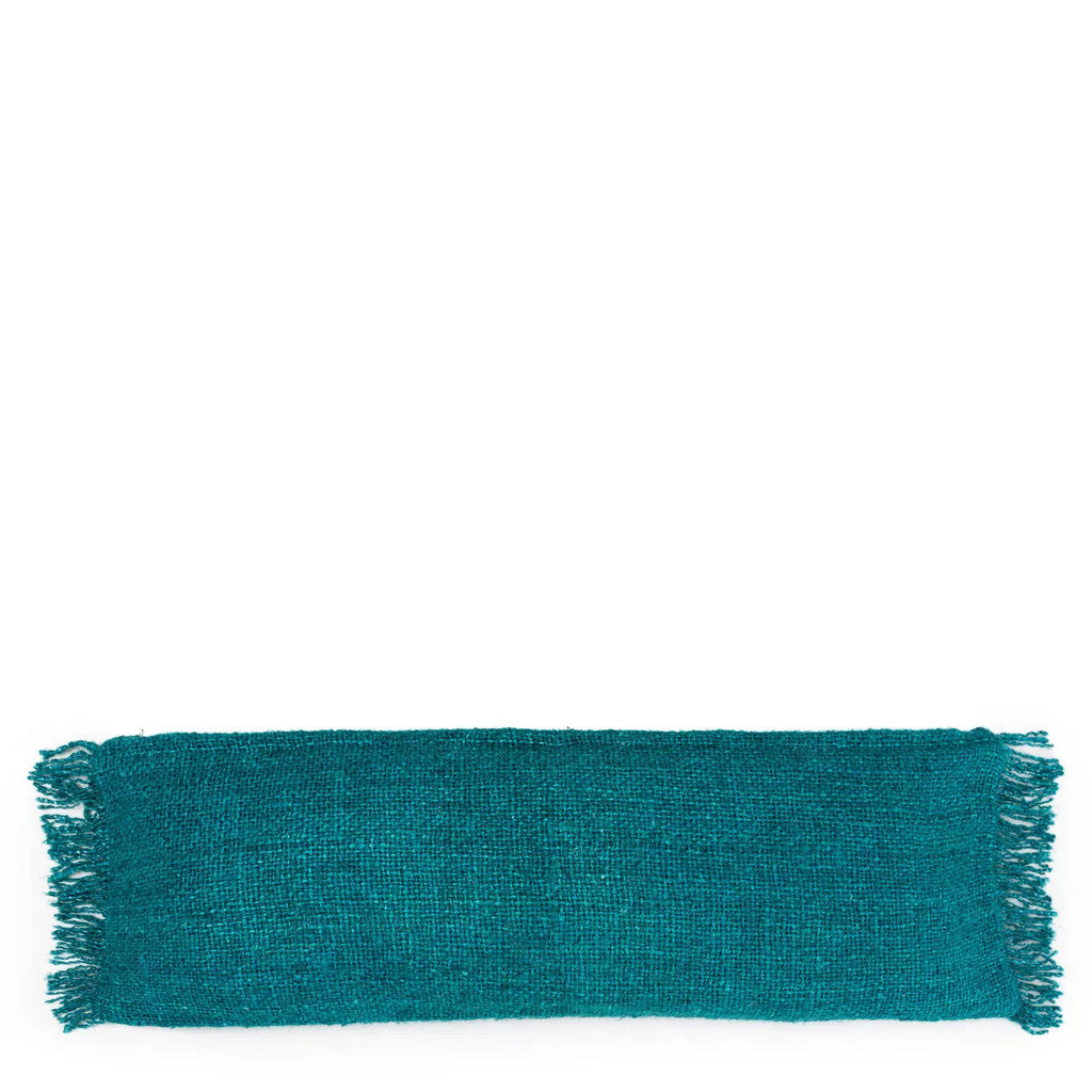 Kussenhoes katoen Oh My Gee handgeverfd, aquablauw – 35 x 100 cm, lendenkussen voor bank en bed