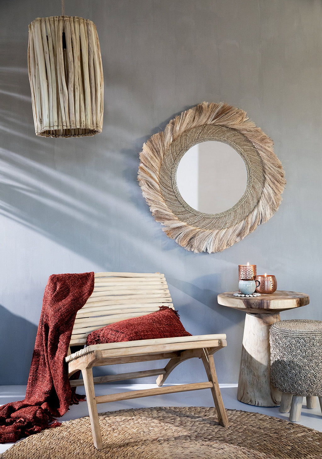 Kussenhoes katoen Oh My Gee boho kersrood 30 x 50 cm, voor woonkamer en slaapkamer