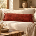 Kussenhoes katoen Oh My Gee boho kersenrood 35 x 100 cm, voor woonkamer en slaapkamer