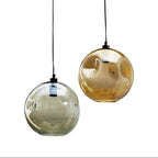Hanglamp gerecycled glas Bubbella handgeblazen lichtgoud, 29 x 29 x 33 cm voor boven de eettafel