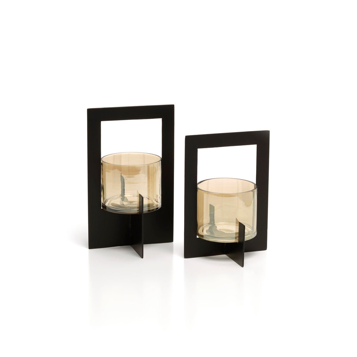 Windlicht metaal en glas zwart, model Hurricane X, 13 x 13 x 21 cm, woonkamer en eettafel