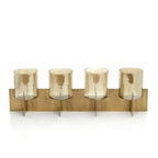 Kandelaar messing en glas Quarta goud, vierarmig, handgemaakt – 53 x 13 x 16 cm